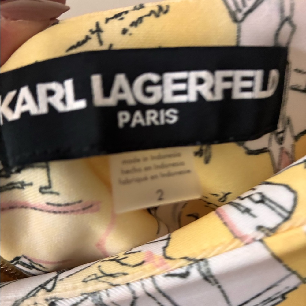 Karl Lagerfeld Paris Yellow and Pink Printed Dress (Size 2)
